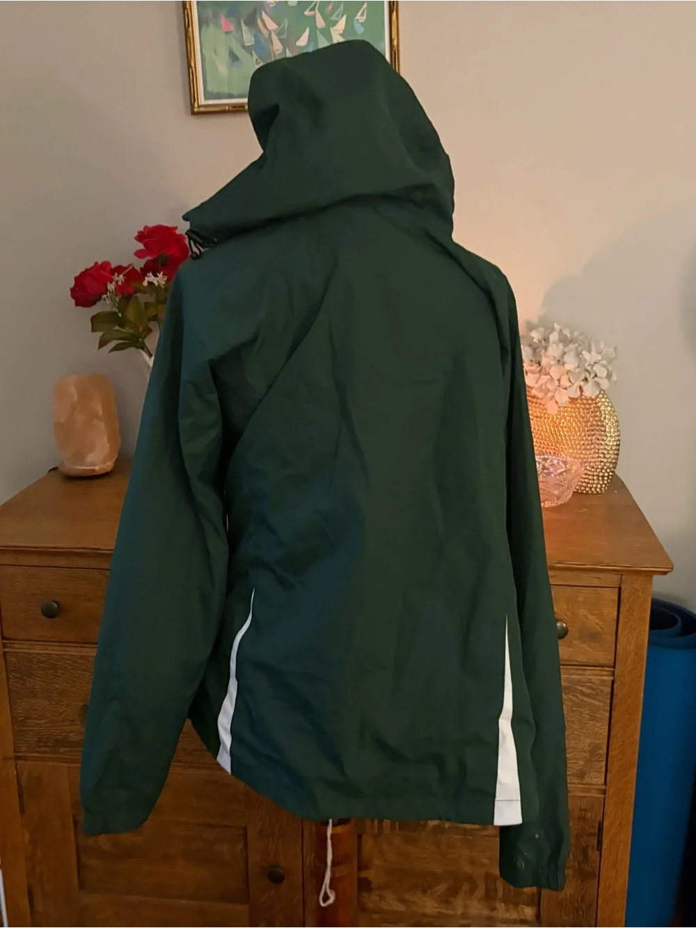 William and Mary Women's Dark Green Hooded Jacket Rain Tribe College Medium